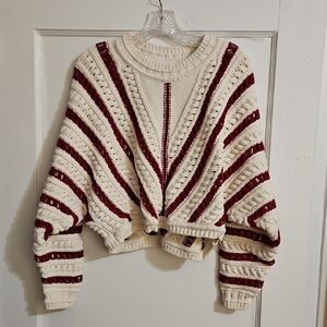 ba&sh Cream and Red Striped Sweater